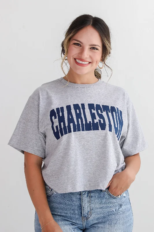 Evening Looks Heather Grey Charleston Cropped Tee