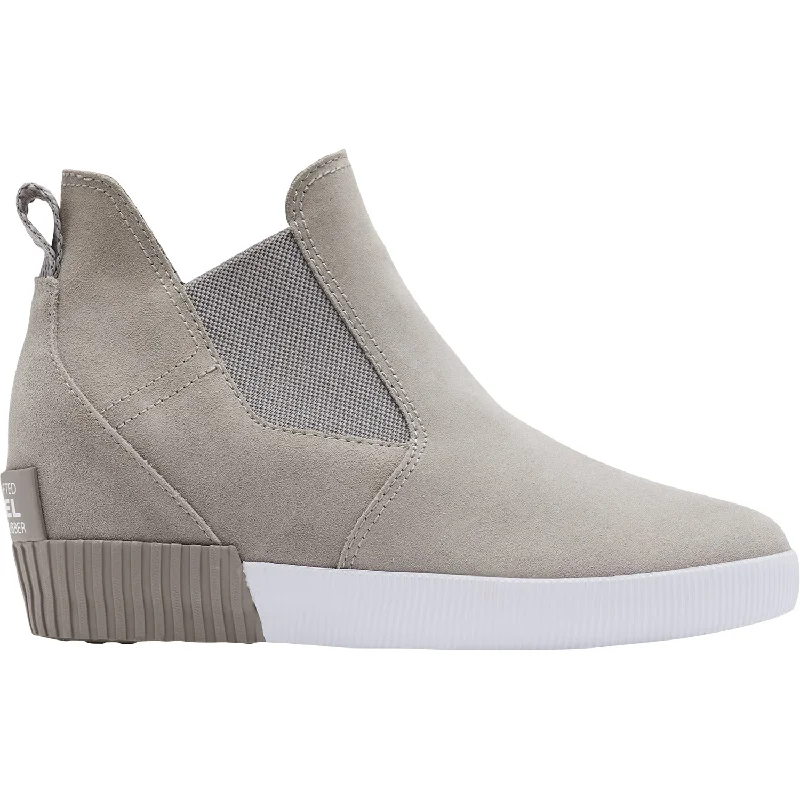 Men's Reinforced Sole Boots Women's Sorel Out 'N About Slip-On Wedge Chrome/Grey Suede
