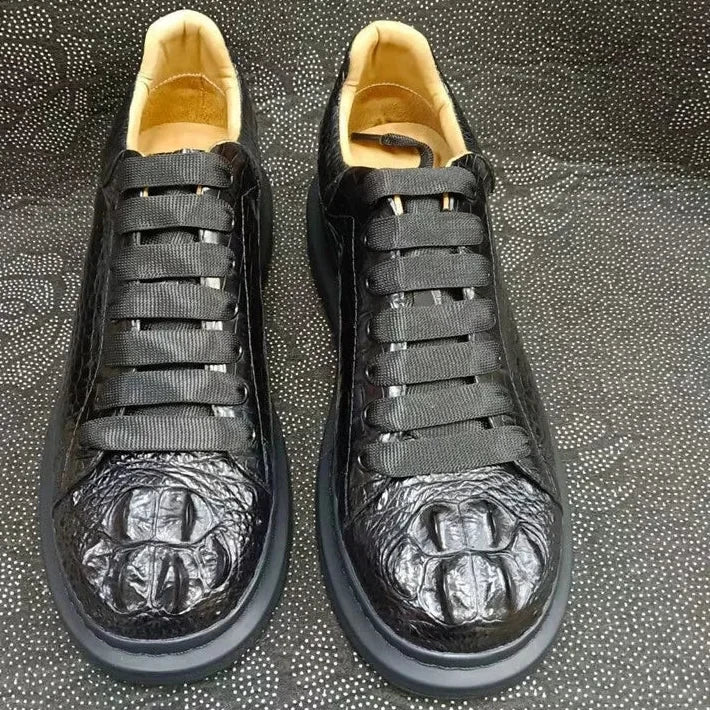 Limited Stock On High-Quality Shoes At Great Prices Men's Alligator Pattern Crocodile Skin Leather Lace-up Casual Shoes