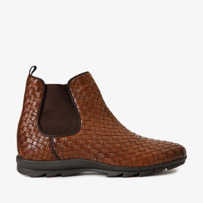 Men's Soft Boots The Luxpre Tan Leather Handwoven Casual Chelsea Men Boot