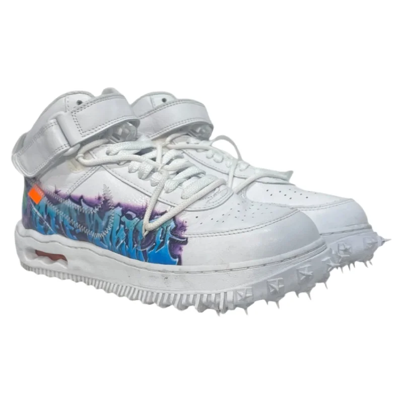 Men's Cushioned Boots NIKE/Hi-Sneakers/US 8/Graphic/Leather/WHT/Off white AF1 Mid