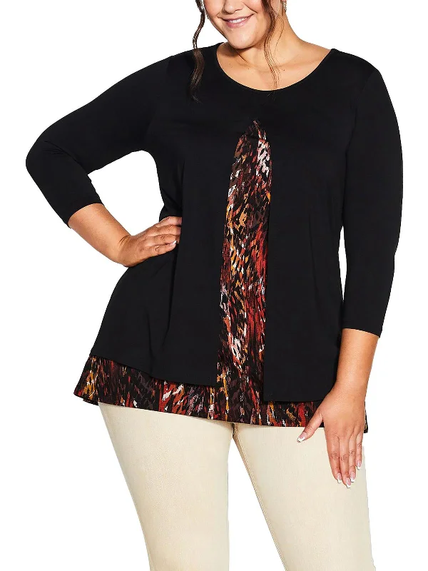 Women's Comfortable Lounge Garments Plus Womens Layered Printed Tunic Top