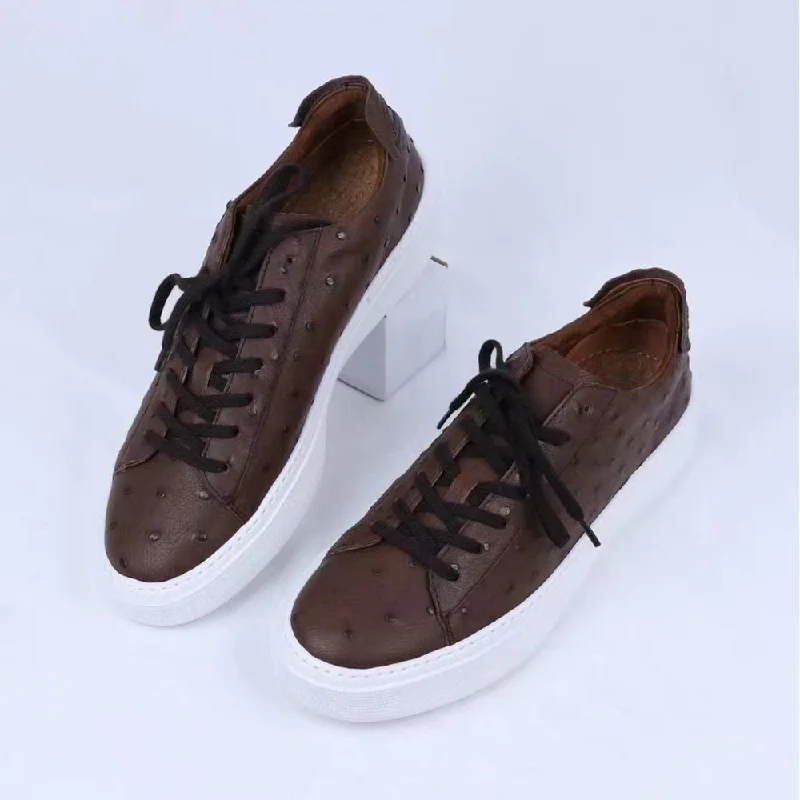 Men's Breathable Shoes Men's Winter Ostrich Leather Wear Resistant Leisure Business Designer Shoes
