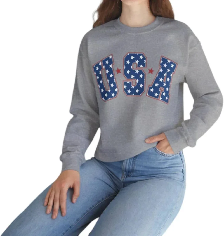 Women's Formal Apparel Usa Star Sweatshirt In Grey