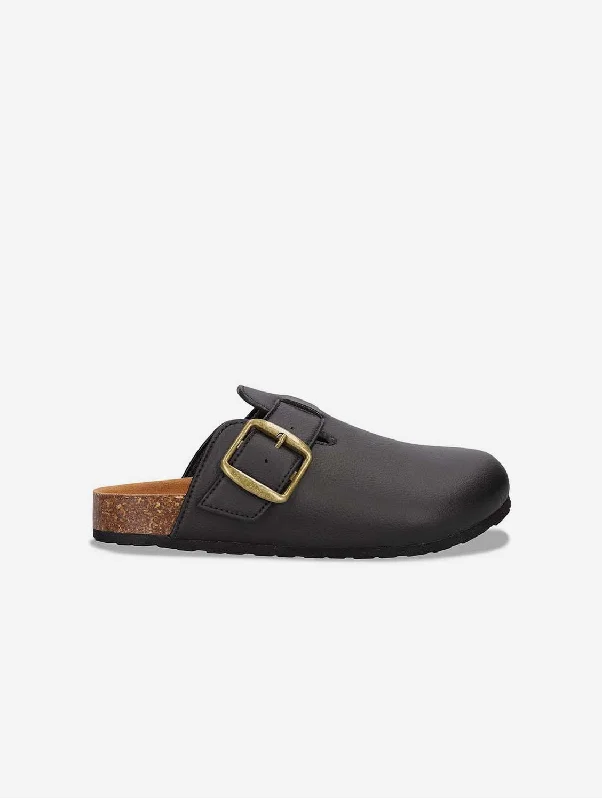Men's Classic Shoes Poda Unisex Vegan Apple Leather Mule Sandals | Black