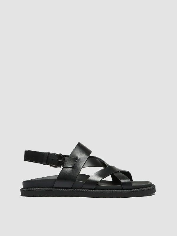 Elegant Shoes For Formal Events CHARRAT 002 - Black Leather Sandals