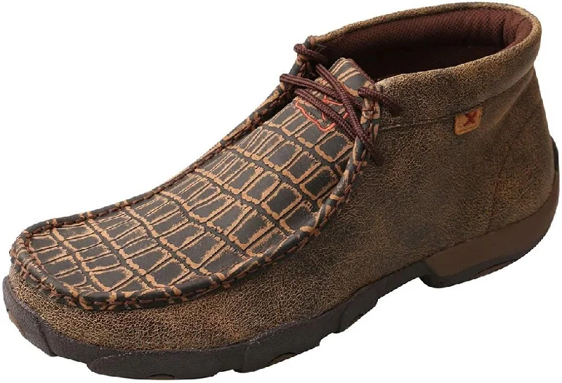 Men's Breathable Boots Twisted X Men's Chukka Driving Moc, Caiman Print/Brown, 8M