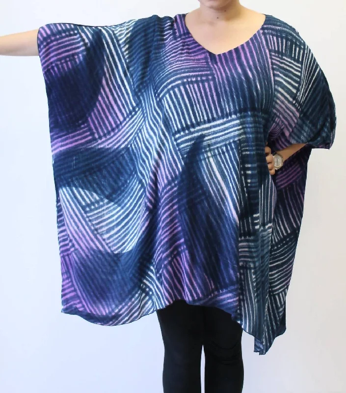 Classic Women's Apparel Hand Painted Katie Poncho Tunic In Crystal Black Violet