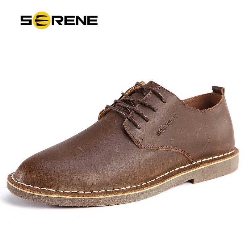 Men's Lightweight Boots SERENE 2017 Casual Derby Cow Leather Men Shoes