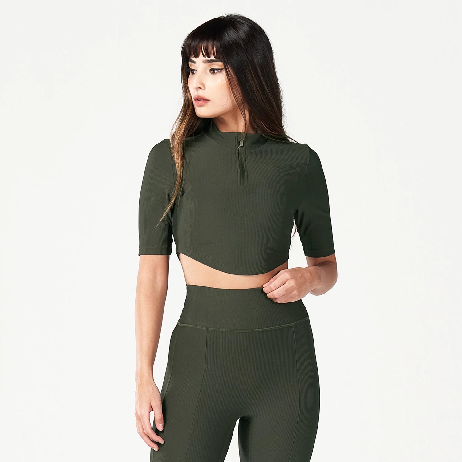 Sale For Women Code Ribbed Crop Top - Khaki