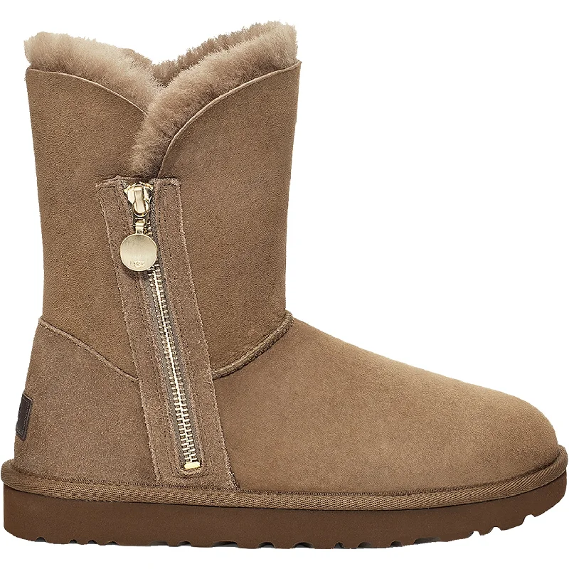 Men's Reinforced Sole Shoes Women's UGG Bailey Zip Short Hickory Sheepskin