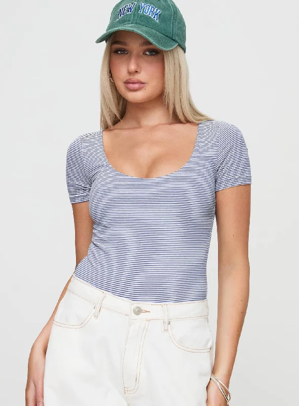 Online Clothing Boutiques Brynne Bodysuit White / Navy Stripe