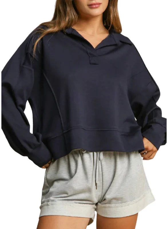 Formal Garments For Women Luxeknit Loose Fit Sweatshirt In Midnight