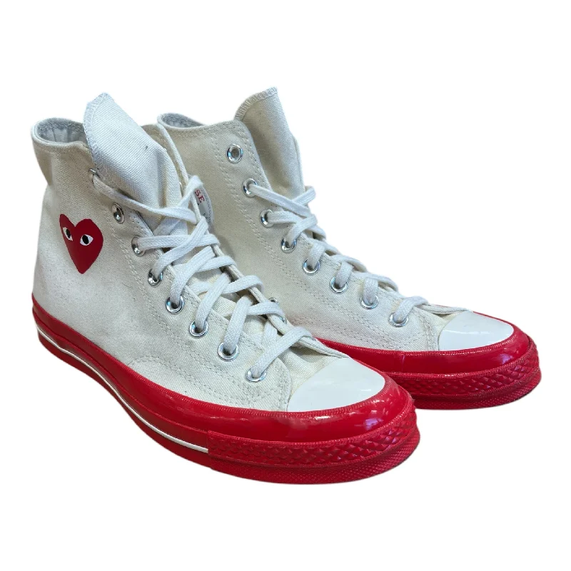 Men's Classic Shoes CONVERSE/PLAY COMME des GARCONS/Hi-Sneakers/US 8.5/Cotton/CRM/RED MIDSOLE SMALL HEART