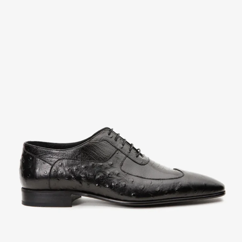Men's Fashionable Boots The Alabama Black Wingtip Oxford Men Shoe