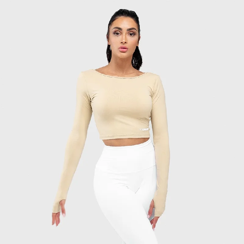 Festival Fashion Warrior Crop Tee - Beige