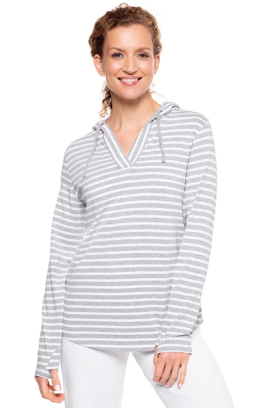 Clothing Brands Women's Catalina Hoodie Tunic Top  | Grey/White Stripe