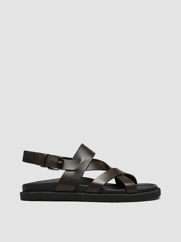 Comfortable Shoes For Men CHARRAT 002 - Brown Leather Sandals