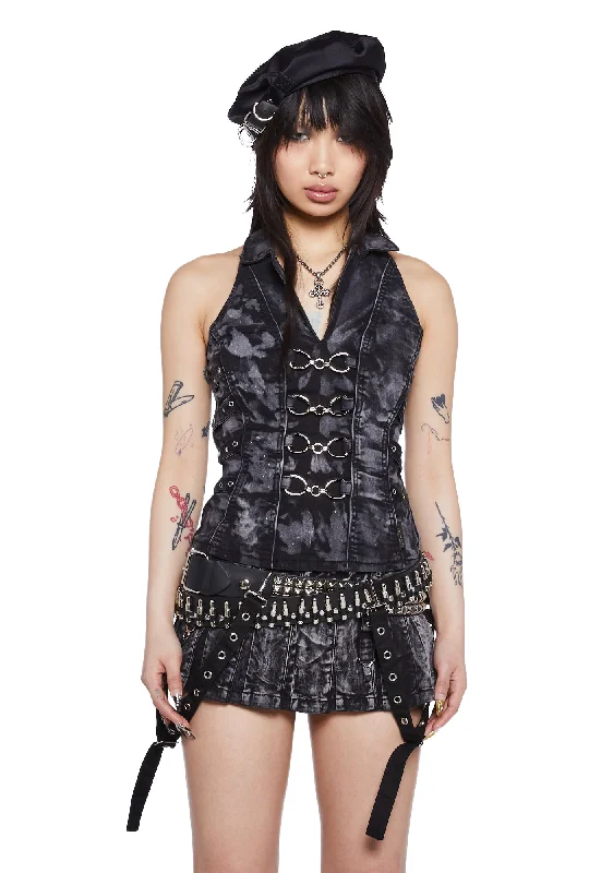 Luxury Women's Fashion Peace Corset Vest - Black