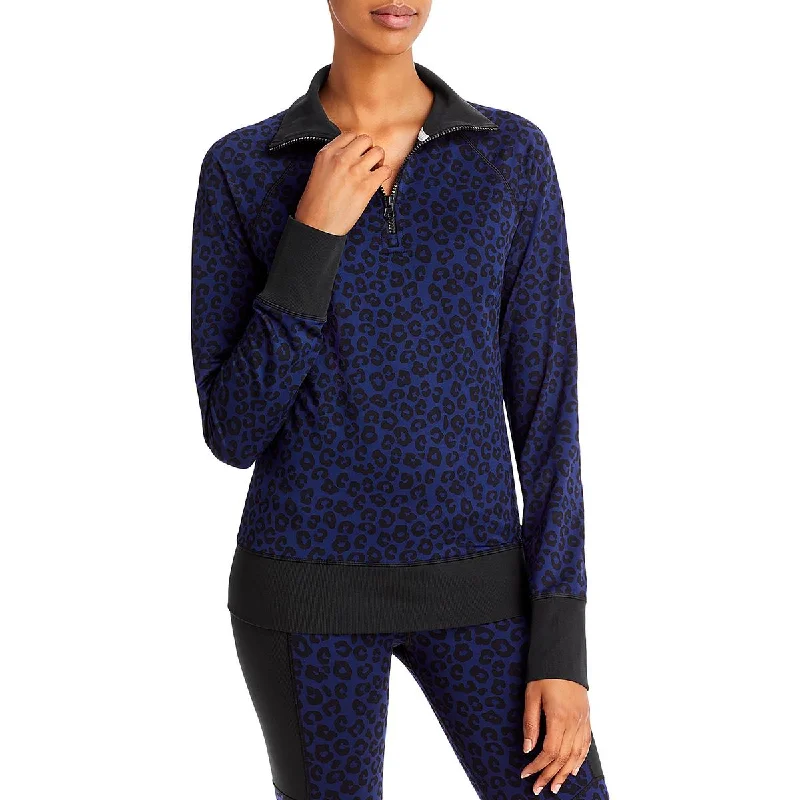 Weekend Sale Womens 1/2 Zip Animal Print Sweatshirt