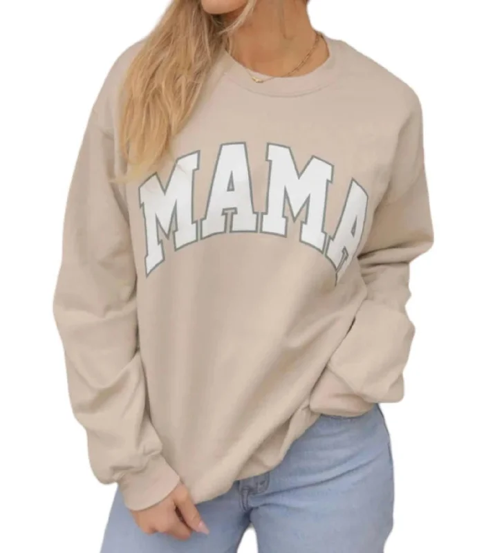 Women's High-Fashion Outfit Mama Collegiate Sweatshirt In Oatmeal