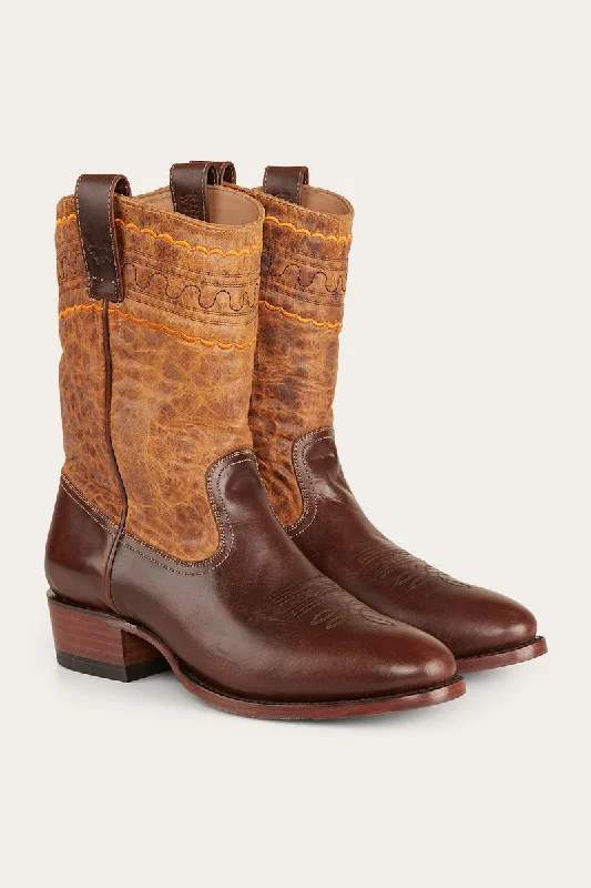 Men's Temperature-Regulating Boots Davidson Mens Cuban Heel Boot - Burnt Brown
