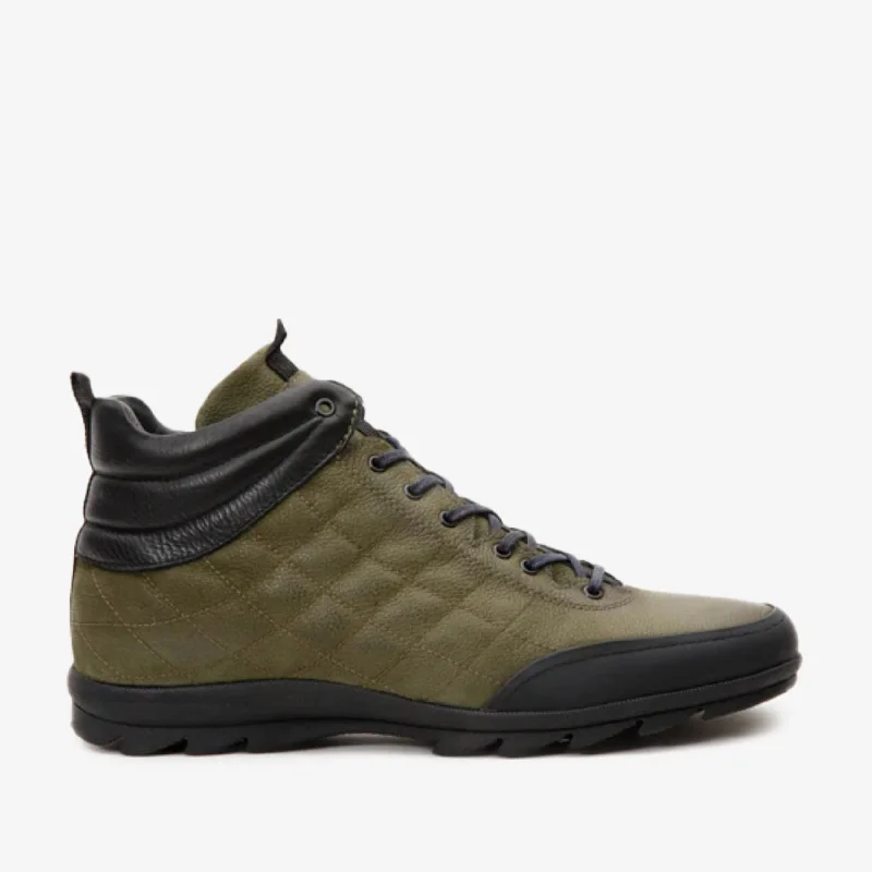 Men's Casual Shoes The Riga Green Suede Leather Casual Lace-Up Men Boot with a Zipper