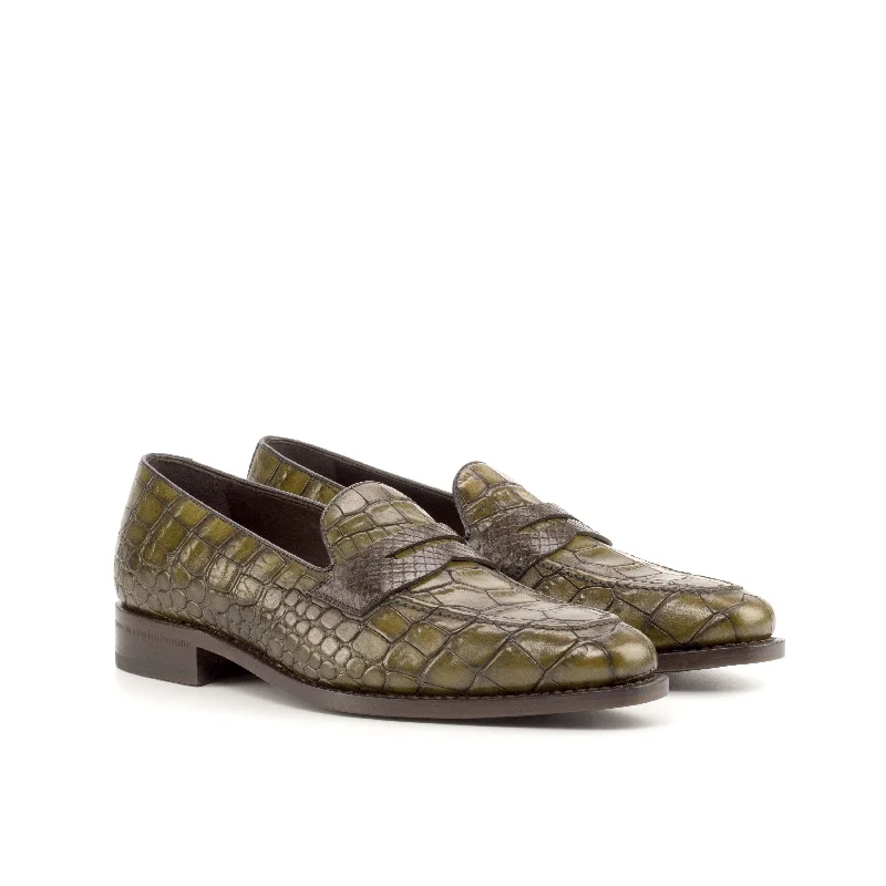 Seasonal Sale On High-Quality Shoes DapperFam Luciano in Olive / Dark Brown Men's Italian Leather & Exotic Python Loafer Seasonal Sale On High-Quality Shoes DapperFam Luciano in Olive / Dark Brown Men's Italian Leather & Exotic Python Loafer