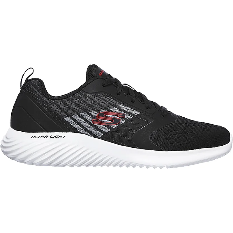 Men's Durable Boots Men's Skechers Bounder Verkona Black Knit Fabric