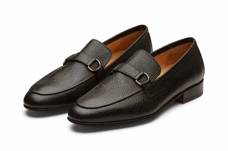 Men's Soft Shoes Lorenzo Leather Loafers - Black Grain