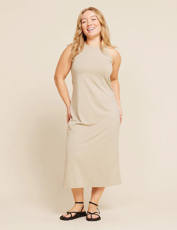 Affordable Women's Clothes Racerback Dress - Stone