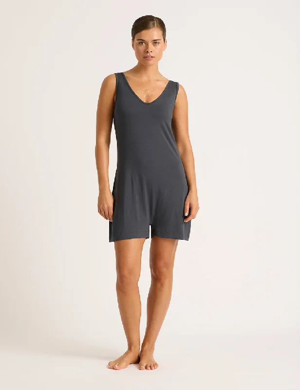 Women's Comfortable Lounge Garments Short Romper - Storm