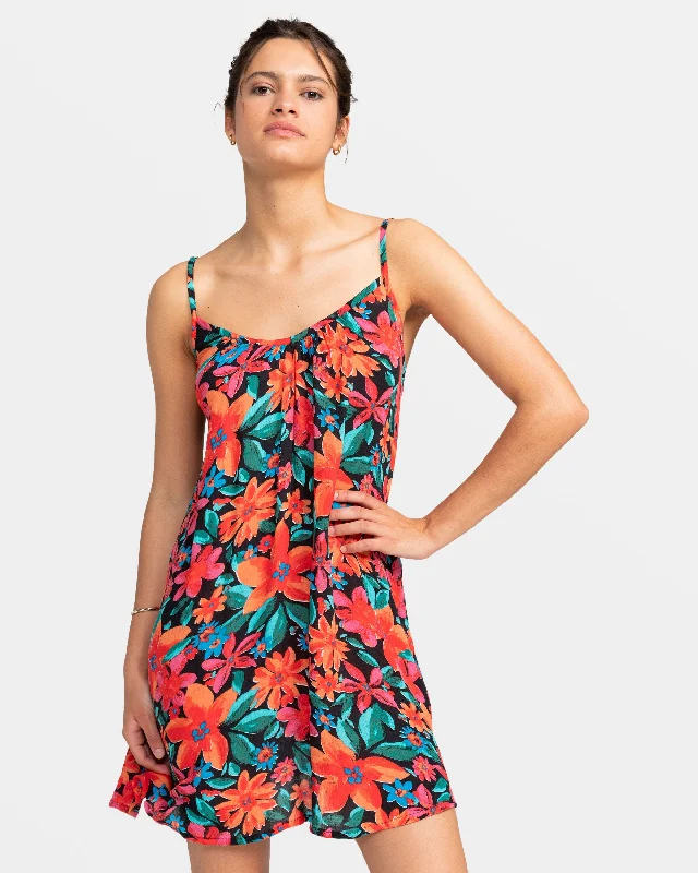 Fashion Essentials Spring Adventure Cover-Up Beach Dress - Anthracite Floral Fiesta