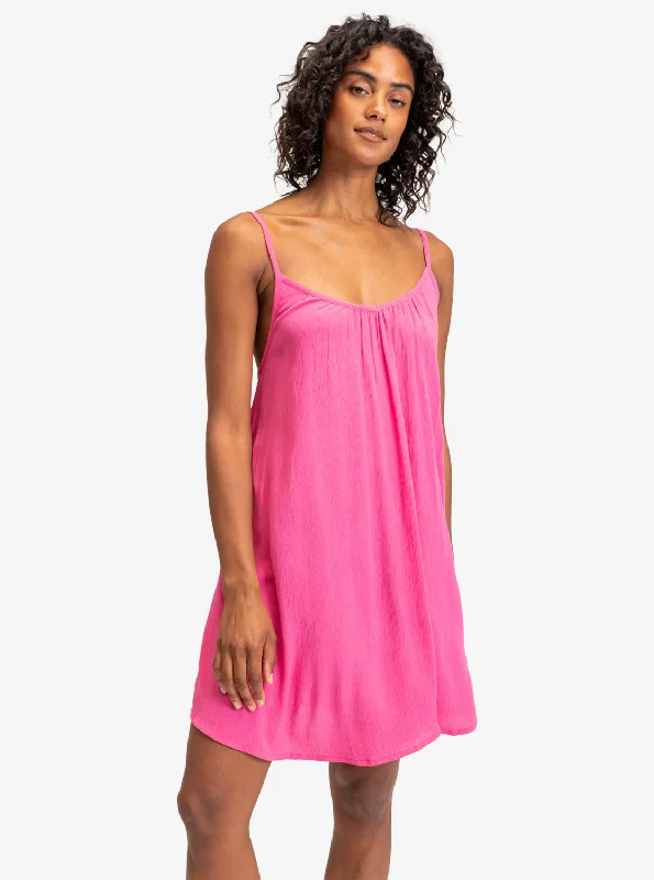 Season Sale Spring Adventure Solid Dress - Shocking Pink