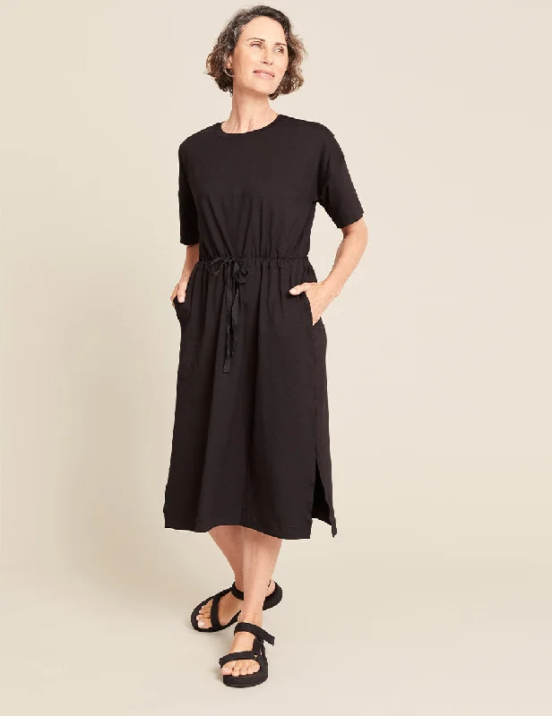 Women's Fashion-Forward Apparel T-Shirt Tie Dress - Black