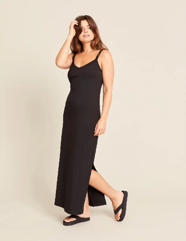 Stylish Women's Garments V-Neck Slip Dress - Black