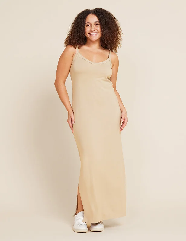 Fashion Forward V-Neck Slip Dress - Stone