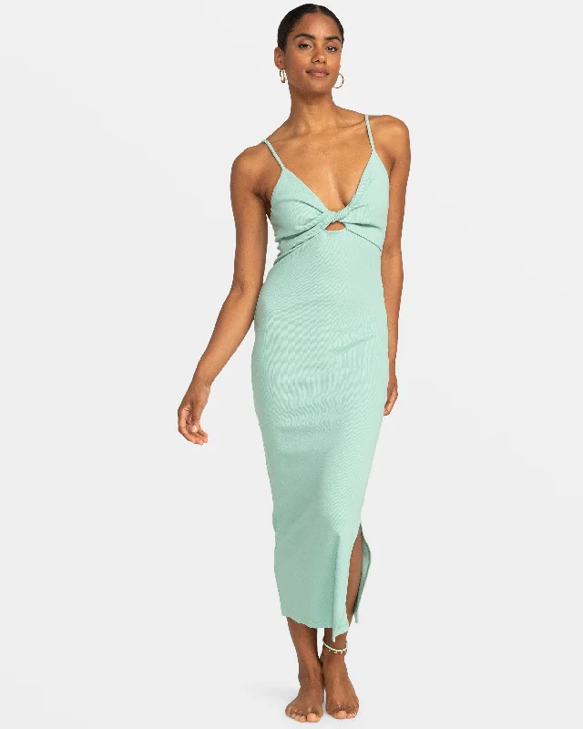 Bold Fashion Wavey Lady Midi Dress - Blue Surf