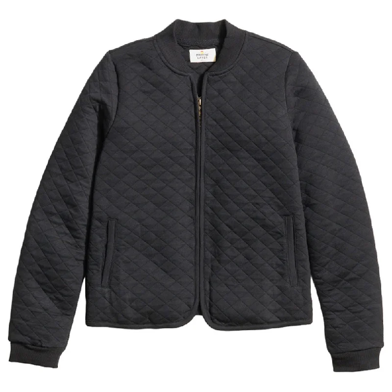 Best Online Boutiques Marine Layer Women's Black Corbet Quilted Bomber