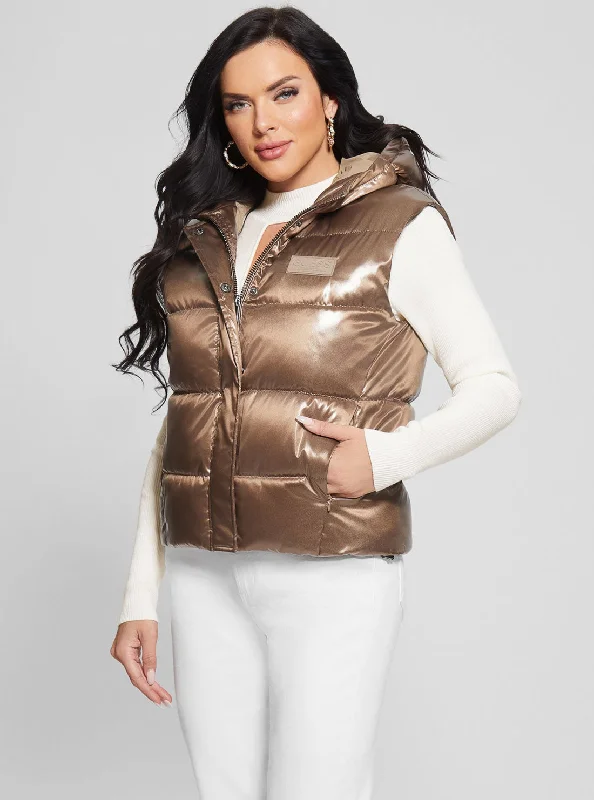 Trendy Women's Wear Eco Bronze Noemi Puffer Vest Jacket