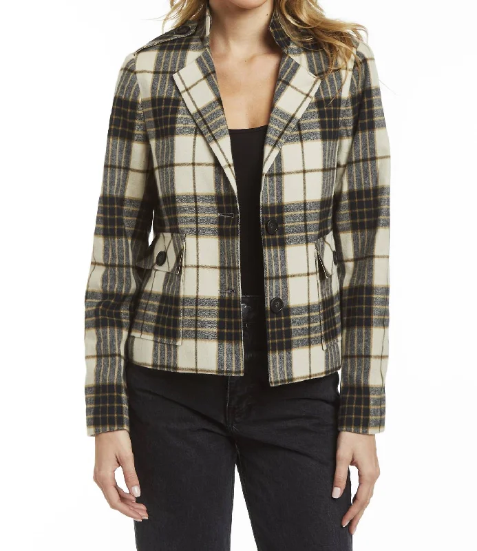 Modern Women's Fashion with Vintage Touches Fergie Plaid Shirt Jacket In Cream