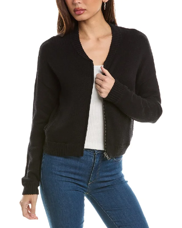 Seasonal Trends Hannah Rose Terry Cashmere-Blend Zip Bomber Jacket