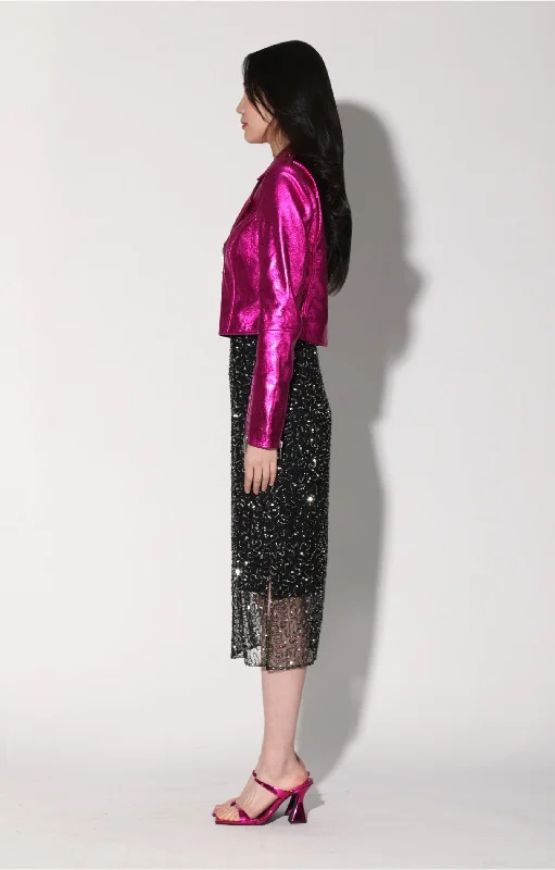 Women's Chic Outfit Jenny Jacket, Fuchsia Metallic - Leather