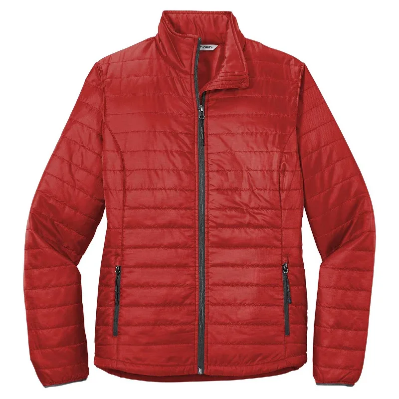 Women's Professional Apparel Port Authority Women's Fire Red/ Graphite Packable Puffy Jacket