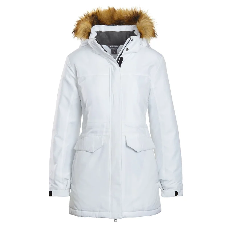 Stylish Loungewear for Women Landway Women's Snow White Providence Insulated Parka with Faux Fur