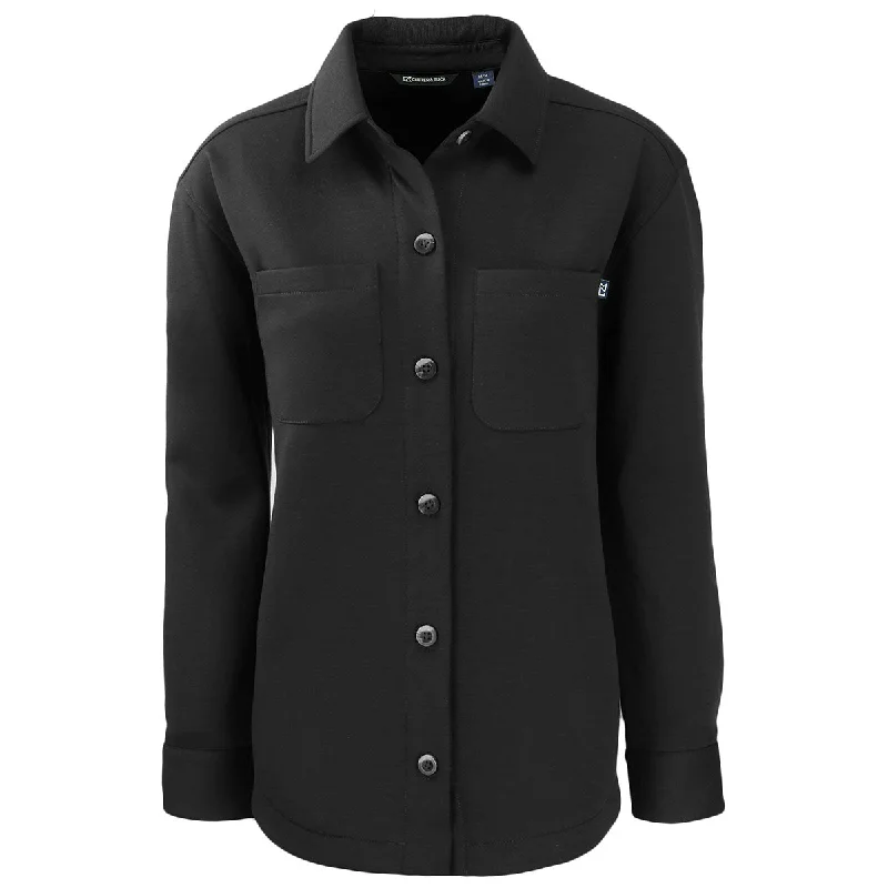 Comfortable Outfit For Women Cutter & Buck Women's Black Roam Eco Knit Shirt Jacket