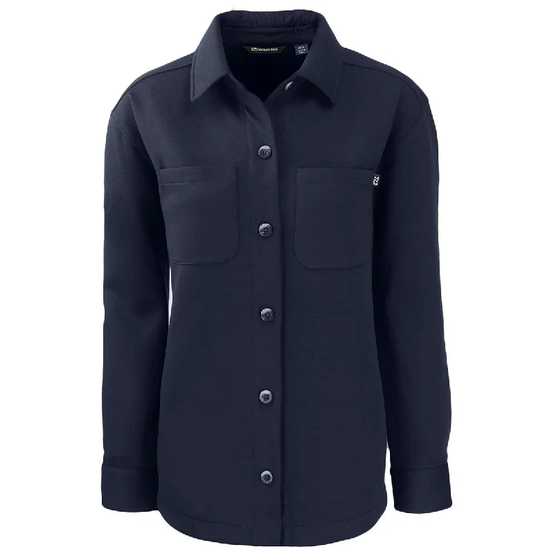 Women's Evening Outfit Cutter & Buck Women's Navy Blue Roam Eco Knit Shirt Jacket