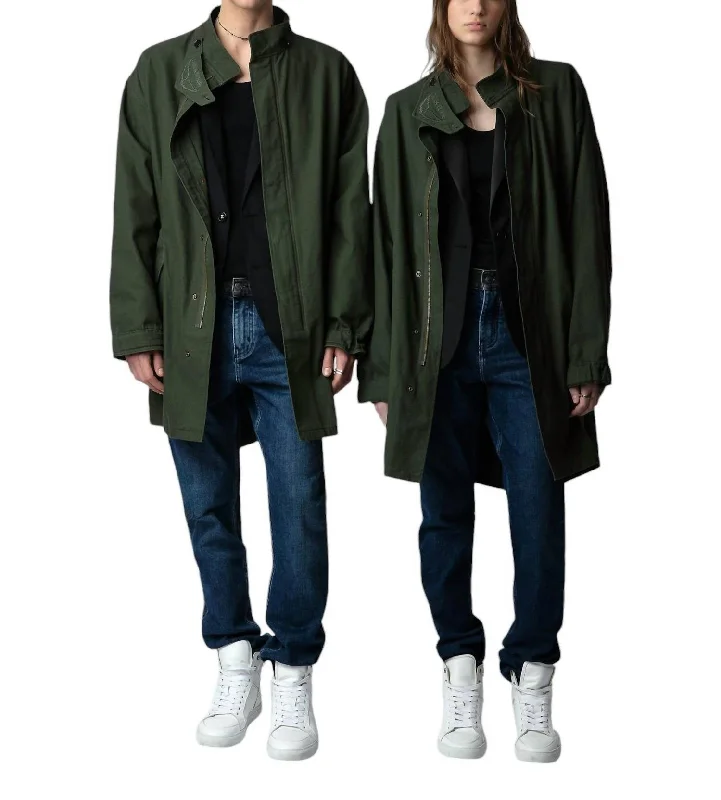 Day To Night Styles Unisex Kadri Canvas Parka In Kaki