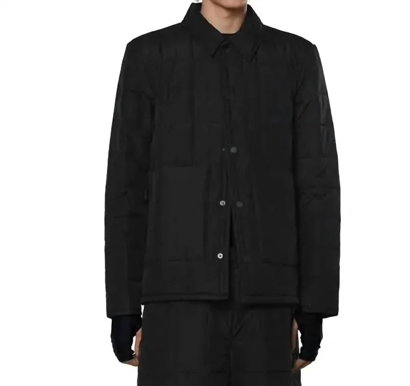 Women's Layered Outfit Unisex Liner Shirt Jacket In Black