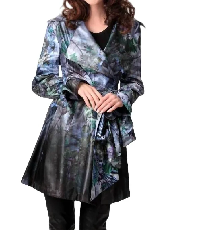 Trendy Outfits For Girls Verdant Trench Rain Jacket In Blue Multi